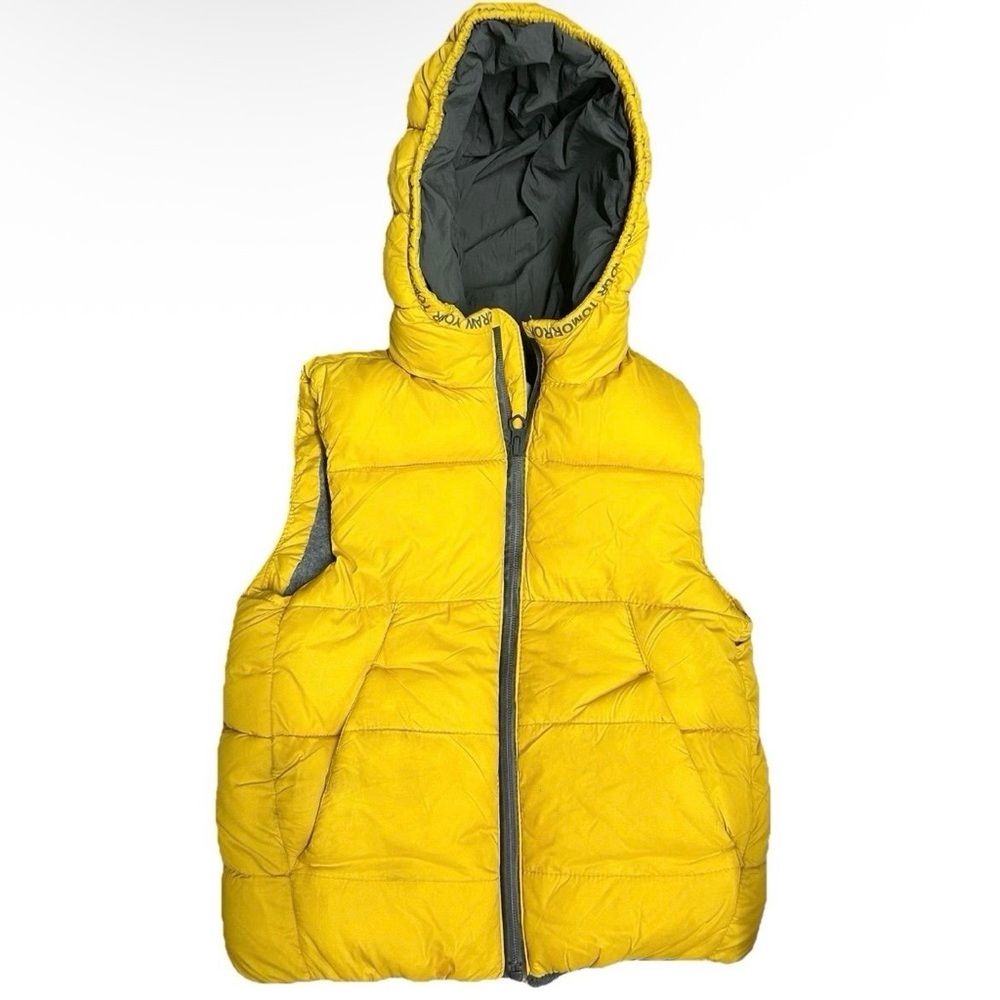 Zara Toddler Yellow Puffer Vest With Hood Size 4